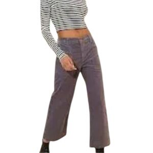 AG Jeans Saige High Rise Wide Leg Crop Grey Ember Corduroy NWT 27